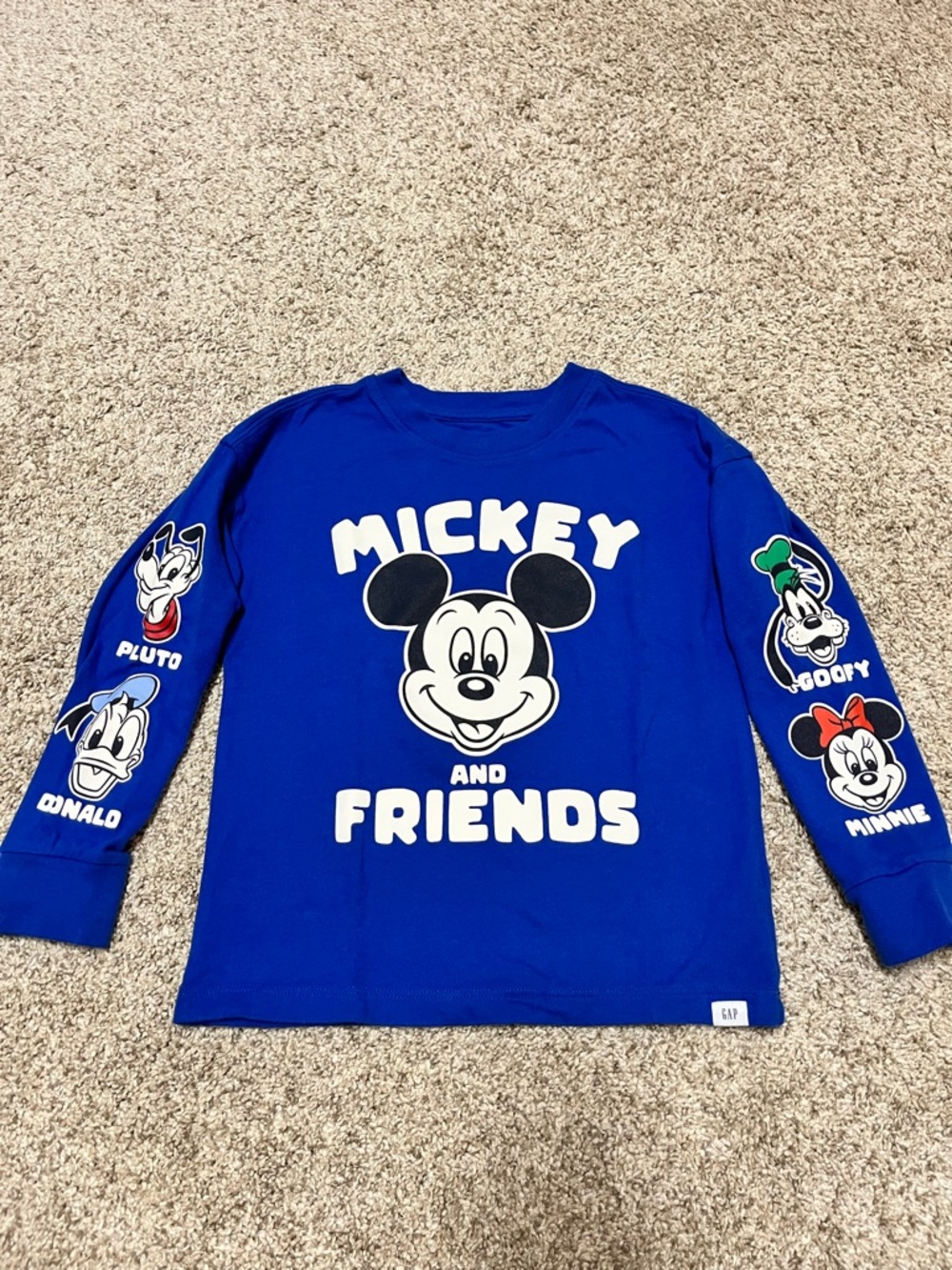 NWOT Gap Disney Mickey and Friends Blue Long Sleeve Kids Shirt